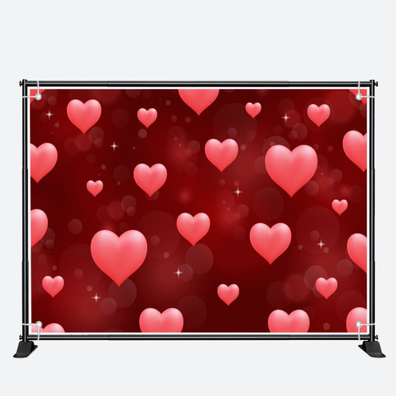Aperturee - Repeat Hearts Bokeh Dark Red Valentines Day Backdrop
