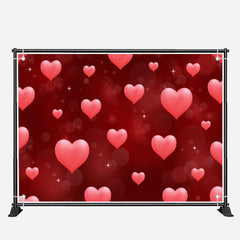 Aperturee - Repeat Hearts Bokeh Dark Red Valentines Day Backdrop