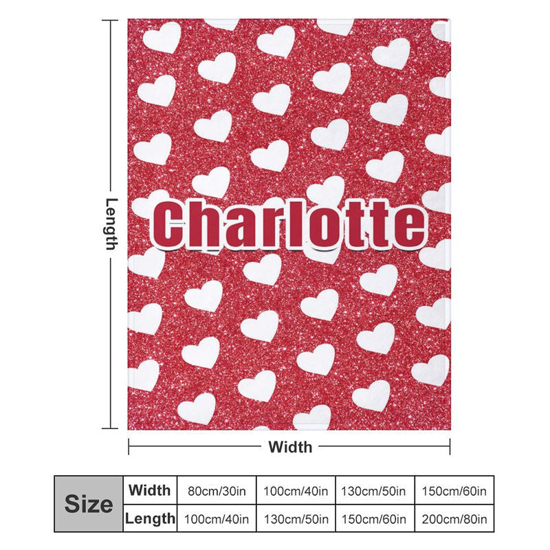 Aperturee - Repeat White Heart Red Custom Valentines Day Blanket