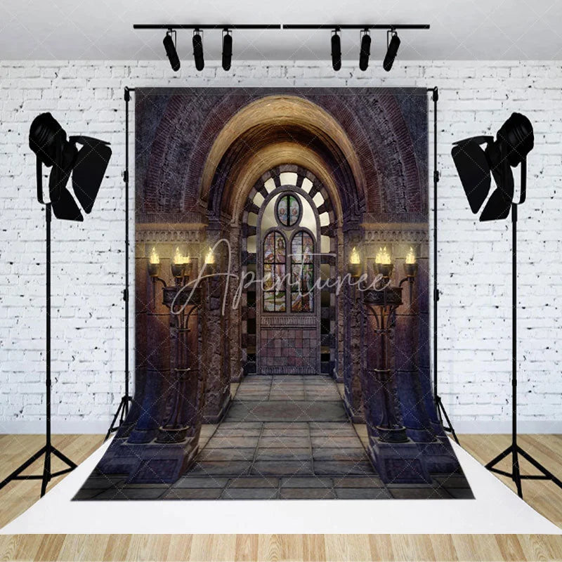 Aperturee - Retro Architecture Door Marble Photography Backdrop