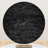 Aperturee - Retro Black Brick Wall Round Backdrop For Birthday
