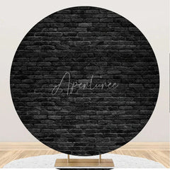 Aperturee - Retro Black Brick Wall Round Backdrop For Birthday