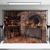 Aperturee - Retro Brick House Skull Mysterious Halloween Backdrop