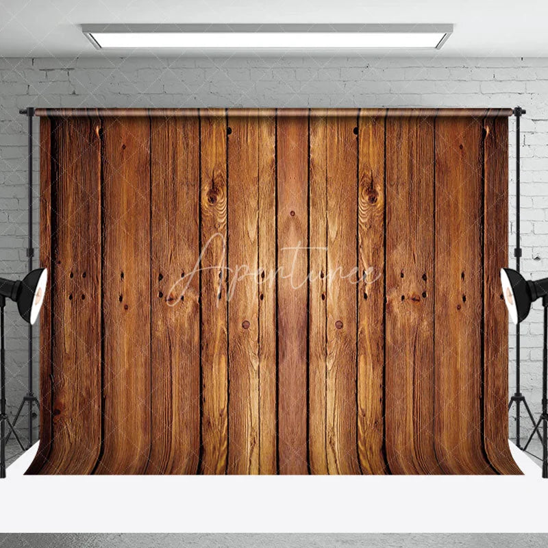 Aperturee - Retro Brown Wood Texture Backdrop for Photography