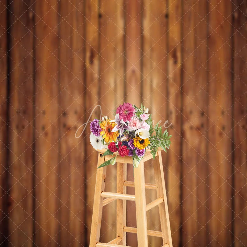 Aperturee - Retro Brown Wood Texture Backdrop for Photography