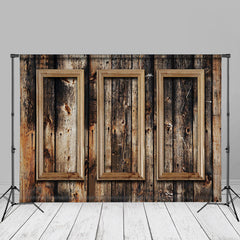 Aperturee - Retro Burnt Wood Plank Window Photo Booth Backdrop