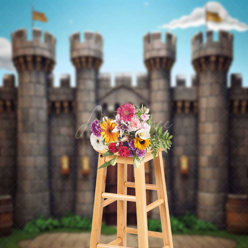 Aperturee - Retro Castle Tower Blue Sky Backdrop For Birthday