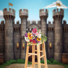 Aperturee - Retro Castle Tower Blue Sky Backdrop For Birthday