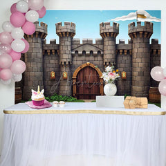 Aperturee - Retro Castle Tower Blue Sky Backdrop For Birthday