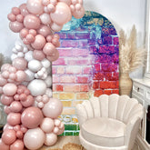 Aperturee - Retro Colorful Brick Wall Double Sided Arch Backdrop