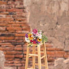 Aperturee - Retro Cracked Red Brick Wall Photography Backdrop