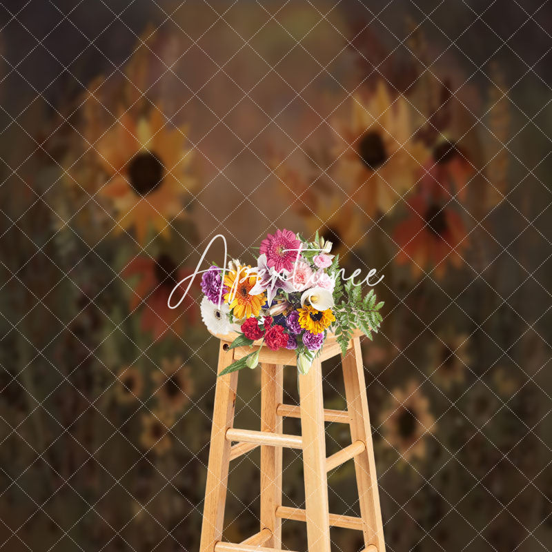 Aperturee - Retro Oil Painting Sunflower Plant Photo Backdrop