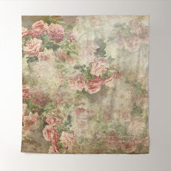 Aperturee - Retro Pink Floral Fabric Fine Art Backdrop For Photo