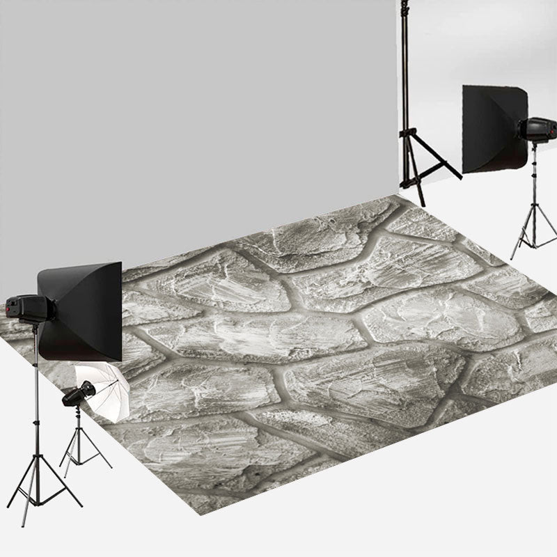 Aperturee - Retro Realistic Grey Stone Texture Photo Floor Mat