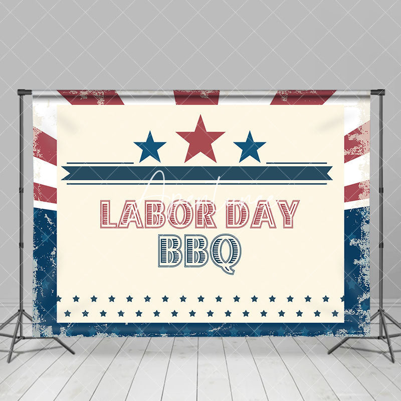 Aperturee - Retro Red Blue Stars Labor Day Bbq Party Backdrop