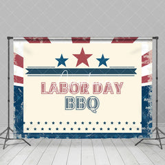 Aperturee - Retro Red Blue Stars Labor Day Bbq Party Backdrop
