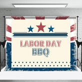 Aperturee - Retro Red Blue Stars Labor Day Bbq Party Backdrop