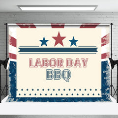 Aperturee - Retro Red Blue Stars Labor Day Bbq Party Backdrop