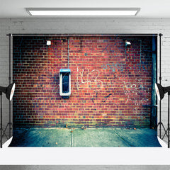 Aperturee - Retro Red Graffiti Brick Wall Street Photo Backdrop