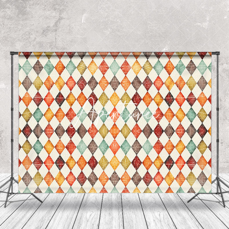 Aperturee - Retro Rhombus Lattice Pattern Cake Smash Backdrop