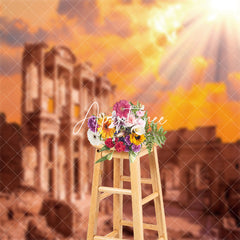 Aperturee - Retro The Celsus Library Ruins Architecture Backdrop