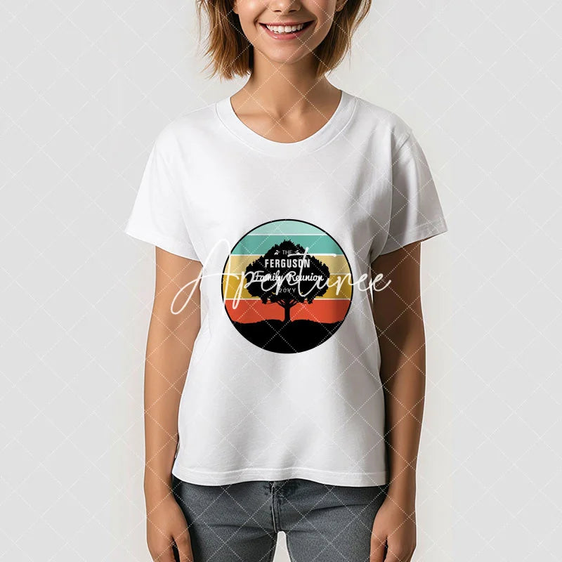 Aperturee - Retro Tree Silhouette Family Reunion Custom TShirt