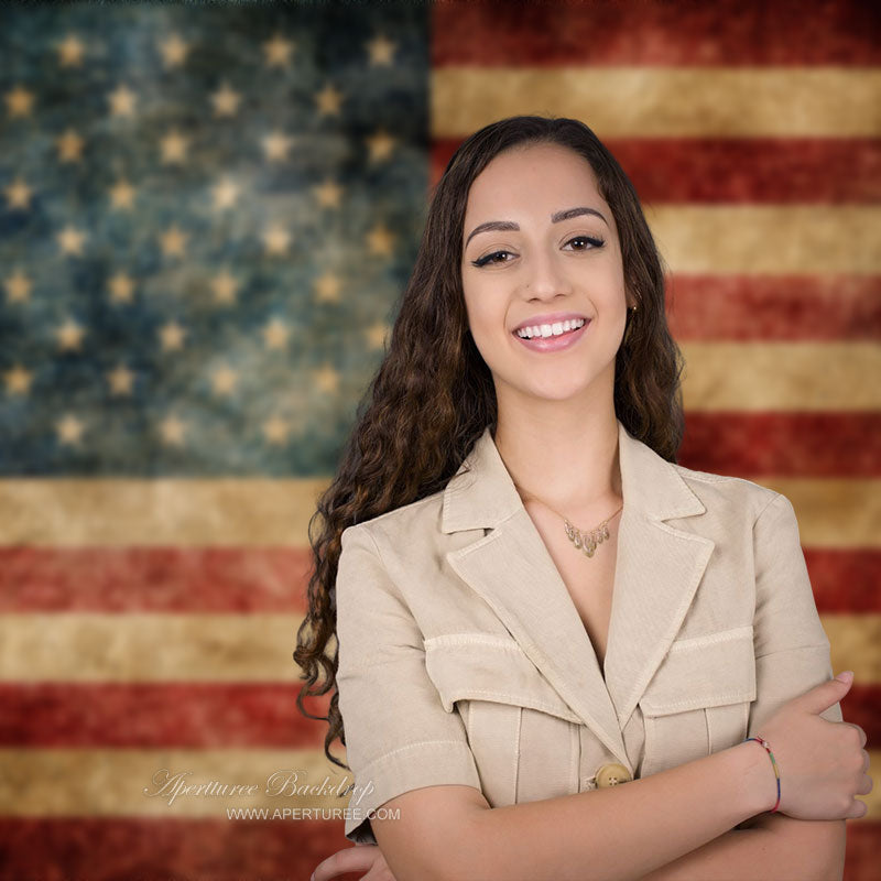 Aperturee - Retro US Flag American Independence Day Backdrop