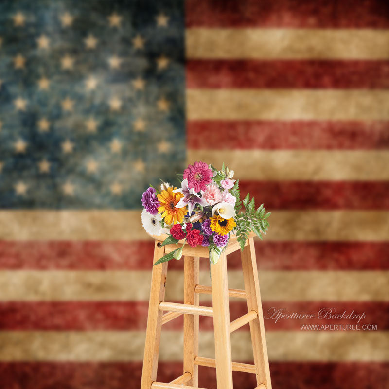 Aperturee - Retro US Flag American Independence Day Backdrop