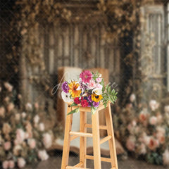 Aperturee - Retro Wall Old Book Rose Flower Photography Backdrop