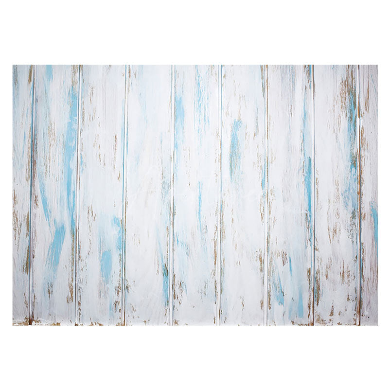 Aperturee - Retro White Blue Brown Stripe Wood Rubber Floor Mat