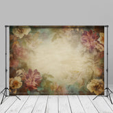 Aperturee - Retro White Floral Faded Blue Maternity Photo Backdrop