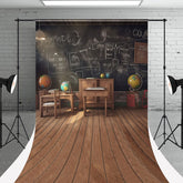 Aperturee - Retro Wood Room Blackboard Sweep Backdrop For Photo