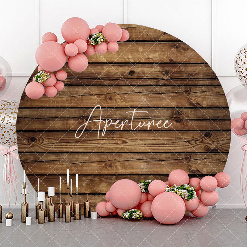 Aperturee - Retro Wooden Board Circle Backdrop For Decoration