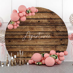 Aperturee - Retro Wooden Board Circle Backdrop For Decoration