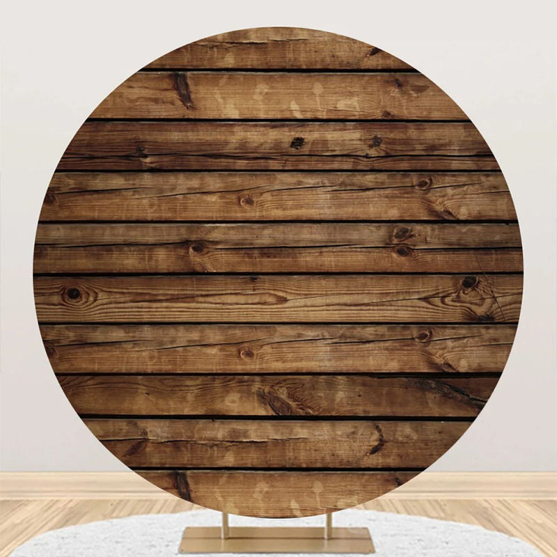 Aperturee - Retro Wooden Board Circle Backdrop For Decoration