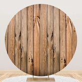 Aperturee - Retro Wooden Board Plank Circle Birthday Backdrop