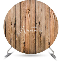 Aperturee - Retro Wooden Board Plank Circle Birthday Backdrop