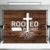 Aperturee - Retro Wooden Religious Rooted In Christ Backdrop