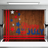 Aperturee - Retro Wooden Usa Flag Happy 4th Of July Backdrop