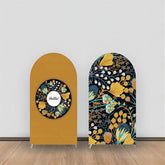 Aperturee - Retro Yellow Floral Leaf Double Sided Arch Backdrop