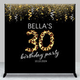 Aperturee - Ribbons Leopard Black Custom 30th Birthday Backdrop