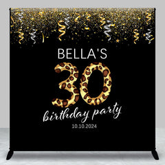 Aperturee - Ribbons Leopard Black Custom 30th Birthday Backdrop