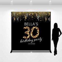 Aperturee - Ribbons Leopard Black Custom 30th Birthday Backdrop