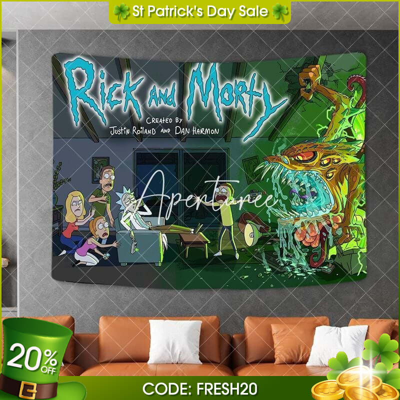 Aperturee - (Ship In 24HR) Rick And Morty Funny Anime Still Life Wall Tapestry