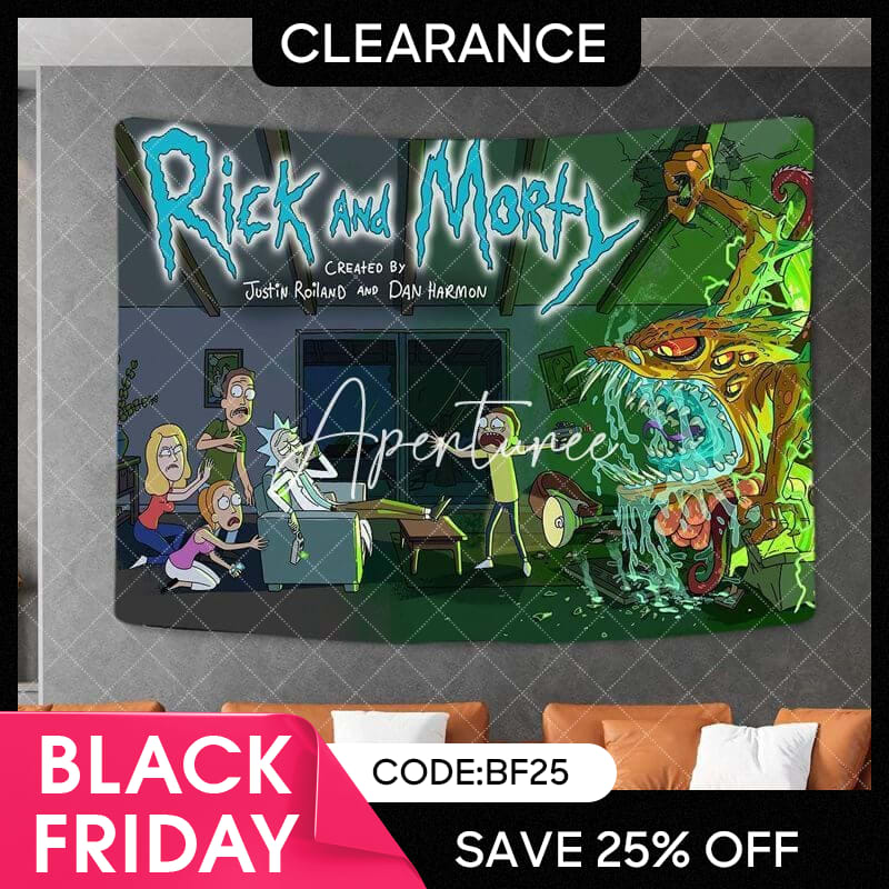 Aperturee - (Ship In 24HR) Rick And Morty Funny Anime Still Life Wall Tapestry