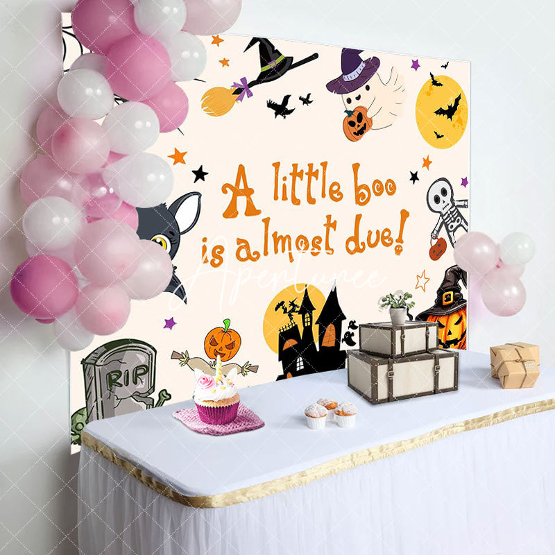 Aperturee - Rip Castle Witch Bat Halloween Baby Shower Backdrop