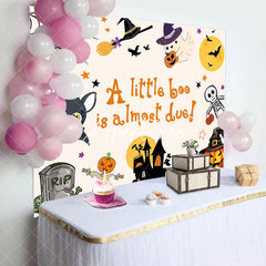 Aperturee - Rip Castle Witch Bat Halloween Baby Shower Backdrop