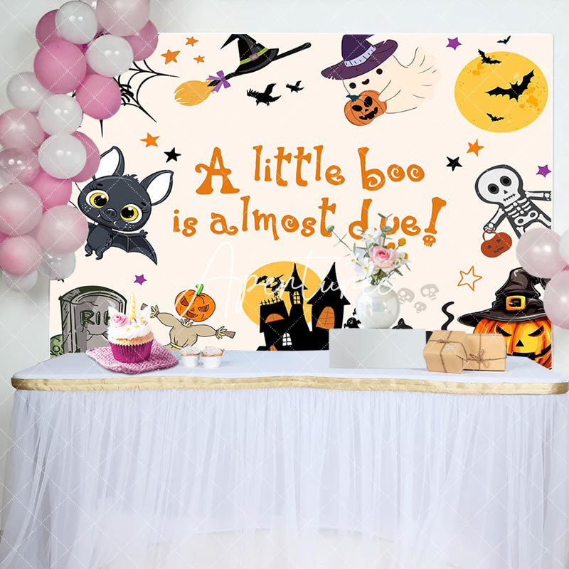 Aperturee - Rip Castle Witch Bat Halloween Baby Shower Backdrop