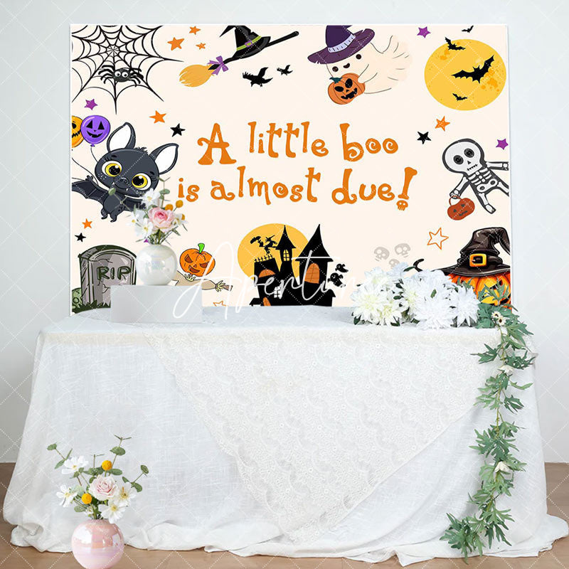 Aperturee - Rip Castle Witch Bat Halloween Baby Shower Backdrop