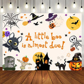 Aperturee - Rip Castle Witch Bat Halloween Baby Shower Backdrop
